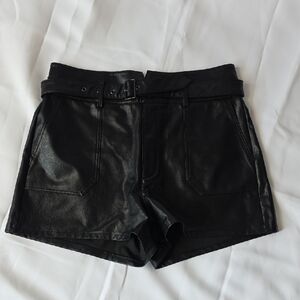 PAIGE High Waist Black Leather Shorts